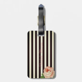 Meisjes Modern Chic Flowers, Black White Stripes Bagagelabel (Achterkant verticaal)