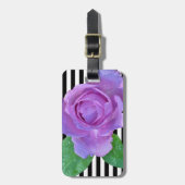Meisjes Modern Chic Flowers, Paars Roos, Stripes Bagagelabel (Voorkant verticaal)