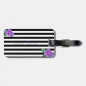 Meisjes Modern Chic Flowers, Paars Roos, Stripes Bagagelabel (Achterkant horizontaal)