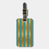 Meisjes Modern Chic, Glittery Cat - Stripes Bagagelabel (Voorkant verticaal)