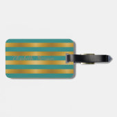 Meisjes Modern Chic, Glittery Cat - Stripes Bagagelabel (Achterkant horizontaal)