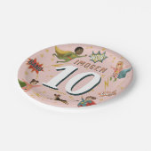 Meisjes Modern Cool Roze Superheld Kids Verjaardag Papieren Bordje (Gekanteld)