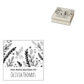 Meisjes Modern Floral Flowers en Name Bookplate Rubberstempel (Gestempeld)