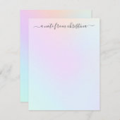 Meisjes modern holografisch stijlvol script notitiekaartje (Voorkant / Achterkant)