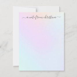 Meisjes modern holografisch stijlvol script notitiekaartje