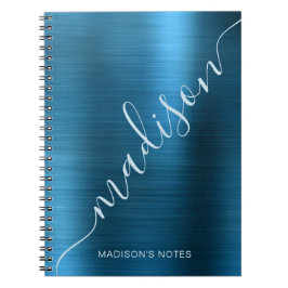 Meisjes Modern Mid Blue Metal Monogram Handtekenin Notitieboek