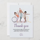 Meisjes Modern Paarse Turnen Kinderen Verjaardag Bedankkaart (Voorkant)