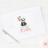 Meisjes Modern Party Panda Beer 5e Verjaardag Ronde Sticker (Envelop)