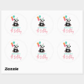 Meisjes Modern Party Panda Beer 5e Verjaardag Ronde Sticker (Vel)