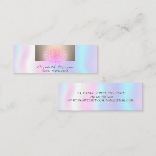 Meisjes Modern Professional, Lotus, Holographic Mini Visitekaartje (Voorkant / Achterkant)