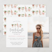 Meisjes modern roze kerkbachelorette weekend aankondiging (Voorkant / Achterkant)