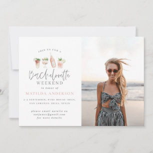 Meisjes modern roze kerkbachelorette weekend aankondiging