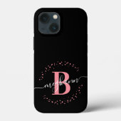Meisjes Modern Roze Zwart Manuscript Monogramed Case-Mate iPhone Case (Achterkant)