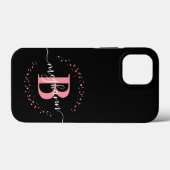 Meisjes Modern Roze Zwart Manuscript Monogramed Case-Mate iPhone Case (Achterkant (horizontaal))