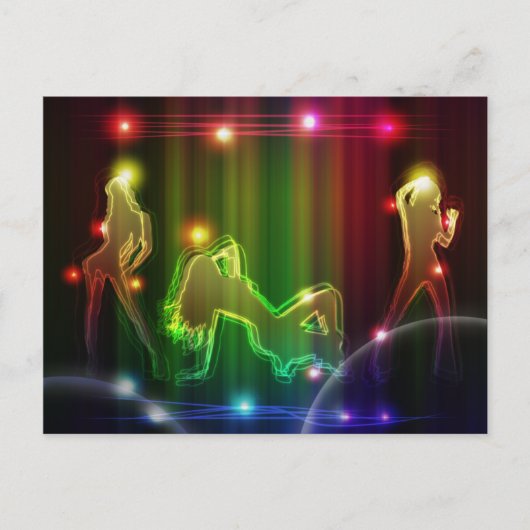 Meisjes Modern Trendy Neon Lights Briefkaart (Voorkant)