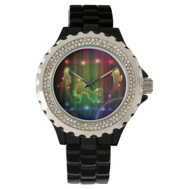 Meisjes Modern Trendy Neon Lights Horloge (Voorkant)