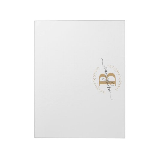 Meisjes Modern White Gold Name Script Monogramed Notitieblok (Linkerzijde)
