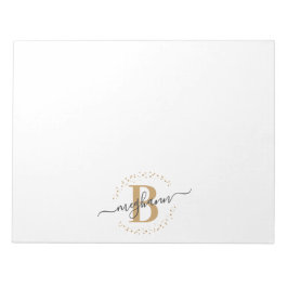 Meisjes Modern White Gold Name Script Monogramed Notitieblok