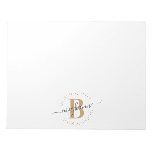 Meisjes Modern White Gold Name Script Monogramed Notitieblok (Voorkant)