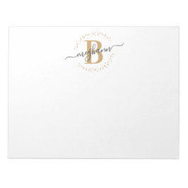 Meisjes Modern White Gold Name Script Monogramed Notitieblok