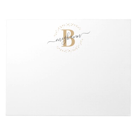 Meisjes Modern White Gold Name Script Monogramed Notitieblok (Voorkant)