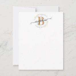 Meisjes Modern White Gold Name Script Monogramed Notitiekaartje