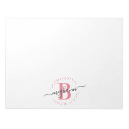 Meisjes Modern White Roze Name Script Monogramed Notitieblok