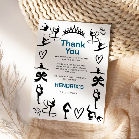 Meisjes Modern Zwarte Turnen 10e Verjaardag Bedankkaart