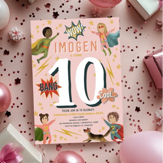 Meisjes Moderne Actie Superheld Kids Verjaardag Kaart