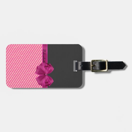 Meisjes Moderne Chic Stripes-Personalized Bagagelabel (Voorkant horizontaal)
