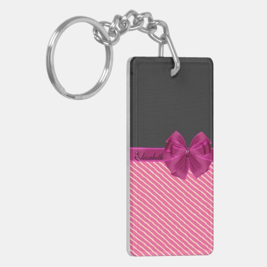 Meisjes Moderne Chic Stripes-Personalized Sleutelhanger (Voorkant Links)