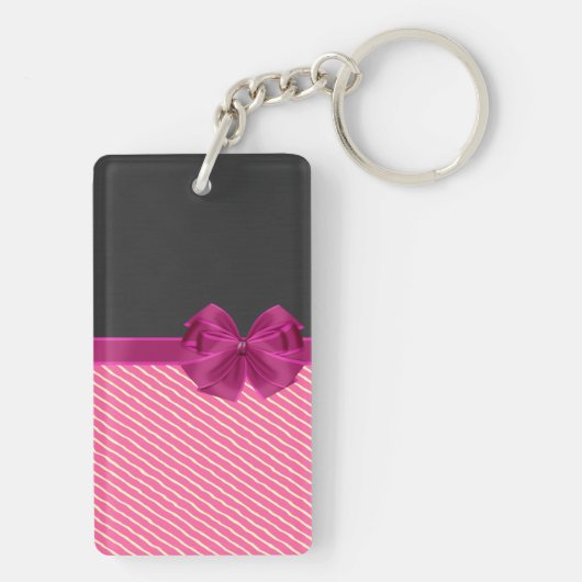 Meisjes Moderne Chic Stripes-Personalized Sleutelhanger (achterkant)