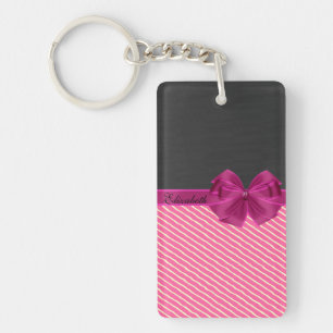 Meisjes Moderne Chic Stripes-Personalized Sleutelhanger