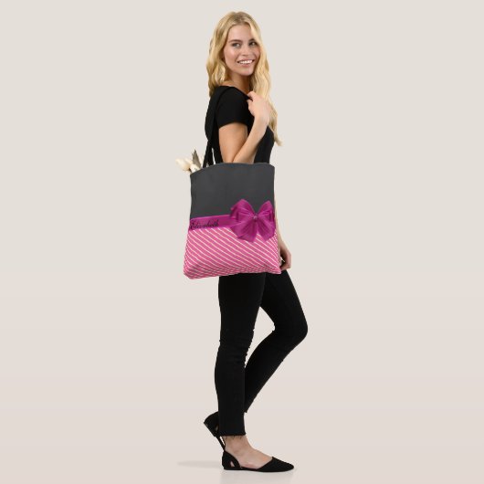 Meisjes Moderne Chic Stripes-Personalized Tote Bag (Op model)