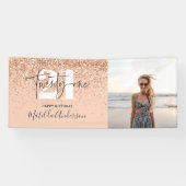 Meisjes moderne glitter chic peach 21-jarig decor spandoek (Horizontaal)