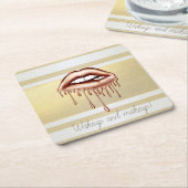 Meisjes moderne gouden strips, metalen druppelaars kartonnen onderzetters (Schuin)