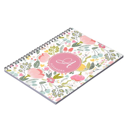 Meisjes moderne grieproze monogrammen naam notitieboek (Linkerzijde)