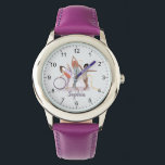 Meisjes Moderne Paarse Gymnastiek Kinder Horloge<br><div class="desc">Dit schattige en moderne kinder horloge met sportthema heeft een paarse gymnastiek design. Het horloge kan worden gepersonaliseerd met uw meisjesnaam, het perfecte geschenk voor elke gymnast.</div>