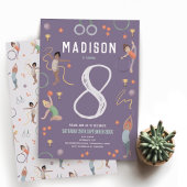 Meisjes Moderne Paarse Gymnastiek Kinderen Verjaar Kaart