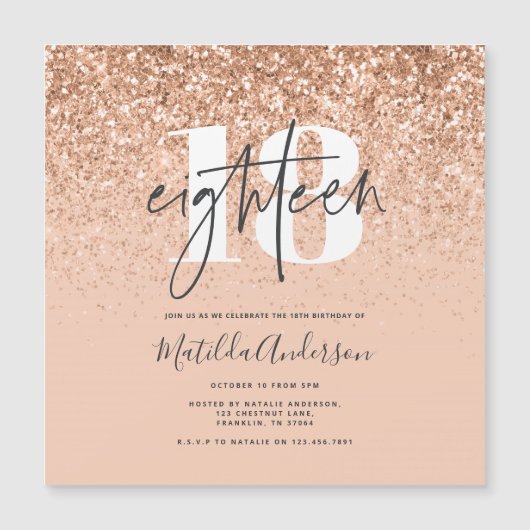 Meisjes moderne perzikglittertypografie 18 jaar (Voorkant)