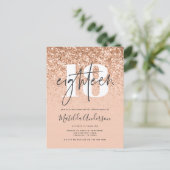 Meisjes moderne perzikglittertypografie 18 jaar briefkaart (Staand voorkant)