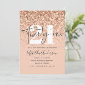 Meisjes moderne perzikglittertypografie 21-jarig (Staand voorkant)