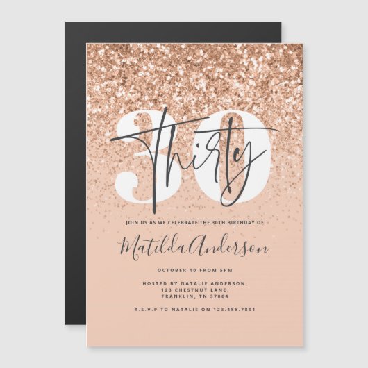 Meisjes moderne perzikglittertypografie 30 jaar (Voorkant / Achterkant)