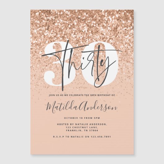 Meisjes moderne perzikglittertypografie 30 jaar (Voorkant)