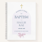 Meisjes moderne roze strik doop gastenboek notitieboek (Voorkant)