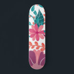 Meisjes moderne roze turquoise florale illustratie persoonlijk skateboard<br><div class="desc">Meisjes modern roze turquoise floral illustration patroon</div>