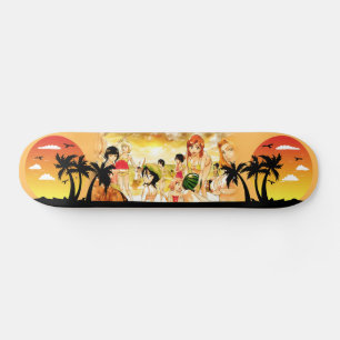 Meisjes moderne skateboarder, trendy anime girl persoonlijk skateboard
