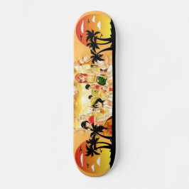Meisjes moderne skateboarder, trendy anime girl persoonlijk skateboard