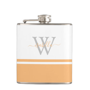 Meisjes Moderne Trendy Monogram Script Peach Flask Heupfles