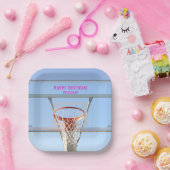 Meisjes moderne verjaardag partij basketbal papieren bordje (Feest)
